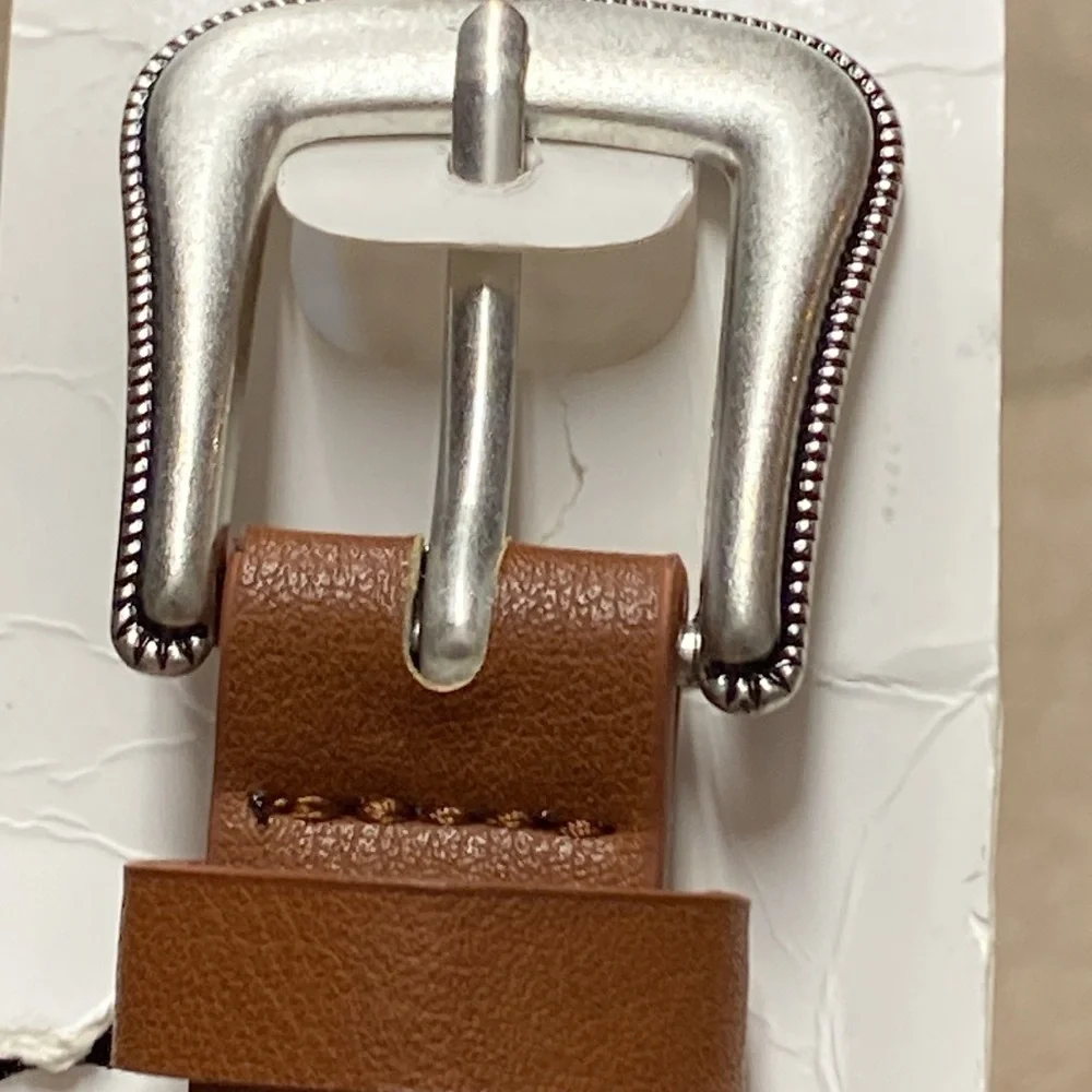 NWT. Zara Kids Light Brown Faux Leather Belt with Buckle Appliqué Size 3-6 years